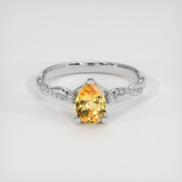0.80 Ct. Orangish Yellow Sapphire Ring, 18K White Gold 1