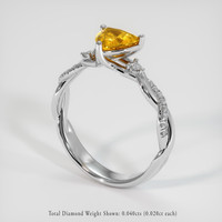 1.10 Ct. Yellowish Orange Sapphire Ring, 18K White Gold 2
