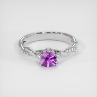 0.61 Ct. Purple Sapphire Ring, 18K White Gold 1