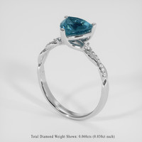 2.12 Ct. Greenish Blue Sapphire Ring, 18K White Gold 2
