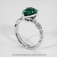 2.96 Ct. Bluish Green Sapphire Ring, 18K White Gold 2