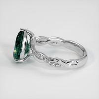 2.96 Ct. Bluish Green Sapphire Ring, 18K White Gold 4