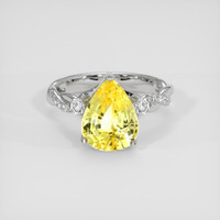 4.07 Ct. Yellow Sapphire Ring, 18K White Gold 1