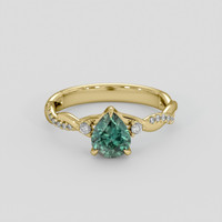 0.95 Ct. Bluish Green Sapphire Ring, 10K Yellow Gold 1