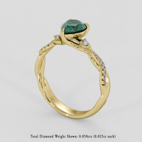 0.95 Ct. Bluish Green Sapphire Ring, 10K Yellow Gold 2