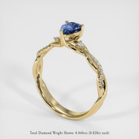 0.56 Ct. Blue Sapphire Ring, 14K Yellow Gold 2