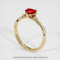 0.81 Ct. Ruby Ring, 14K Yellow Gold 2