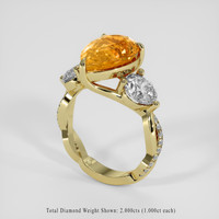 5.55 Ct. Orange Sapphire Ring, 14K Yellow Gold 2