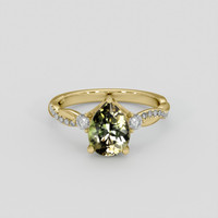 1.26 Ct. Yellowish Green Sapphire Ring, 14K Yellow Gold 1
