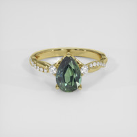 2.06 Ct. Green Sapphire Ring, 14K Yellow Gold 1