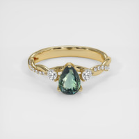 1.51 Ct. Bluish Green Sapphire Ring, 14K Yellow Gold 1