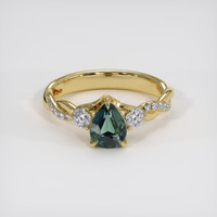 1.12 Ct. Bluish Green Sapphire Ring, 14K Yellow Gold 1