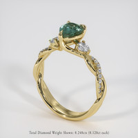 1.12 Ct. Bluish Green Sapphire Ring, 14K Yellow Gold 2