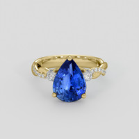 3.04 Ct. Blue Sapphire Ring, 14K Yellow Gold 1