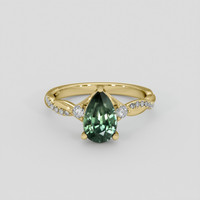1.77 Ct. Green Sapphire Ring, 14K Yellow Gold 1