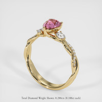 0.83 Ct. Pink Sapphire Ring, 14K Yellow Gold 2
