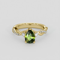 0.95 Ct. Yellowish Green Sapphire Ring, 14K Yellow Gold 1