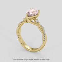 2.14 Ct. Peach Sapphire Ring, 14K Yellow Gold 2