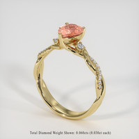 1.09 Ct. Padparadscha Sapphire Ring, 14K Yellow Gold 2