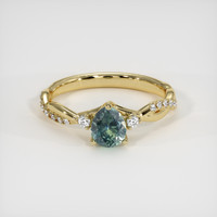 0.74 Ct. Bluish Green Sapphire Ring, 14K Yellow Gold 1