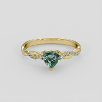 0.97 Ct. Bluish Green Sapphire Ring, 14K Yellow Gold 1
