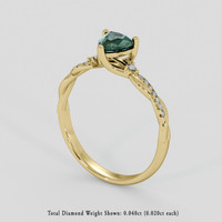 0.97 Ct. Bluish Green Sapphire Ring, 14K Yellow Gold 2