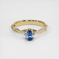 0.56 Ct. Blue Sapphire Ring, 18K Yellow Gold 1