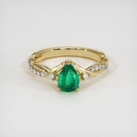 0.73 Ct. Emerald Ring, 18K Yellow Gold 1