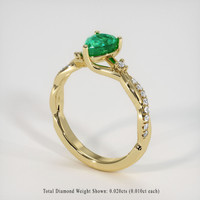 0.73 Ct. Emerald Ring, 18K Yellow Gold 2