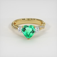 1.19 Ct. Emerald Ring, 18K Yellow Gold 1