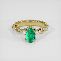 0.77 Ct. Emerald Ring, 18K Yellow Gold 1
