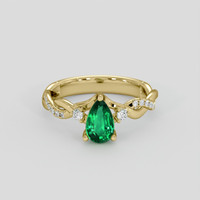 0.73 Ct. Emerald Ring, 18K Yellow Gold 1