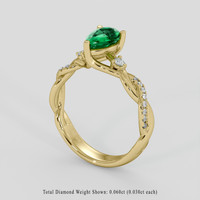 0.73 Ct. Emerald Ring, 18K Yellow Gold 2
