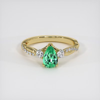 0.67 Ct. Emerald Ring, 18K Yellow Gold 1