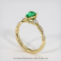 0.67 Ct. Emerald Ring, 18K Yellow Gold 2