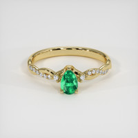 0.31 Ct. Emerald Ring, 18K Yellow Gold 1