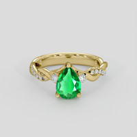 0.90 Ct. Emerald Ring, 18K Yellow Gold 1