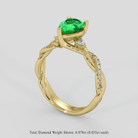 0.90 Ct. Emerald Ring, 18K Yellow Gold 2