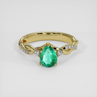 0.95 Ct. Emerald Ring, 18K Yellow Gold 1