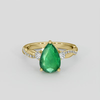 1.69 Ct. Emerald Ring, 18K Yellow Gold 1