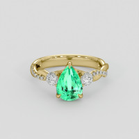 1.01 Ct. Emerald Ring, 18K Yellow Gold 1