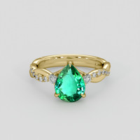 1.78 Ct. Emerald Ring, 18K Yellow Gold 1