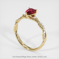 0.99 Ct. Ruby Ring, 18K Yellow Gold 2