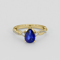 1.50 Ct. Blue Sapphire Ring, 18K Yellow Gold 1