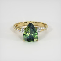 3.05 Ct. Green Sapphire Ring, 18K Yellow Gold 1