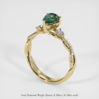 1.51 Ct. Bluish Green Sapphire Ring, 18K Yellow Gold 2