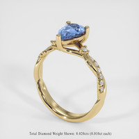 0.98 Ct. Blue Sapphire Ring, 18K Yellow Gold 2