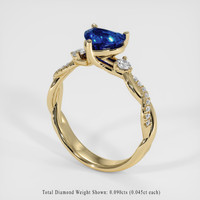 1.04 Ct. Blue Sapphire Ring, 18K Yellow Gold 2