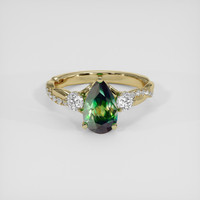 1.64 Ct. Bluish Green Sapphire Ring, 18K Yellow Gold 1