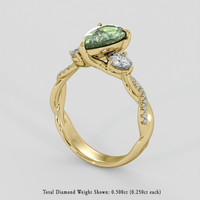 1.58 Ct. Green Sapphire Ring, 18K Yellow Gold 2